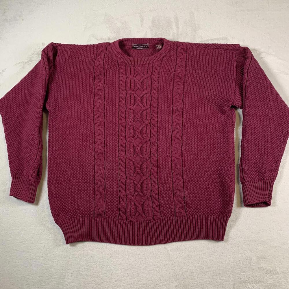 Vintage John Ashford Sweater Mens XL Cable Knit Crewneck Pullover 90s‎ Hong Kong